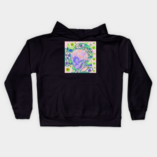 floral skull in pink landscape ecopop Kids Hoodie